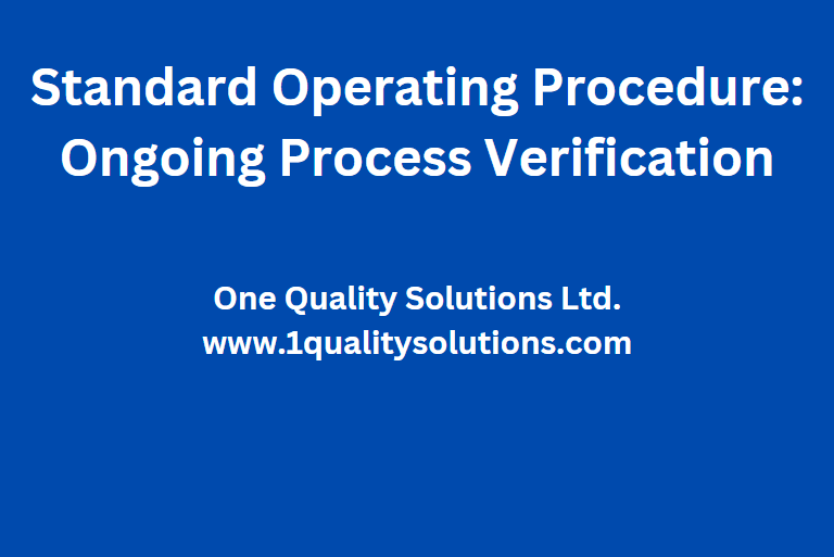 SOP- Ongoing Process Verification